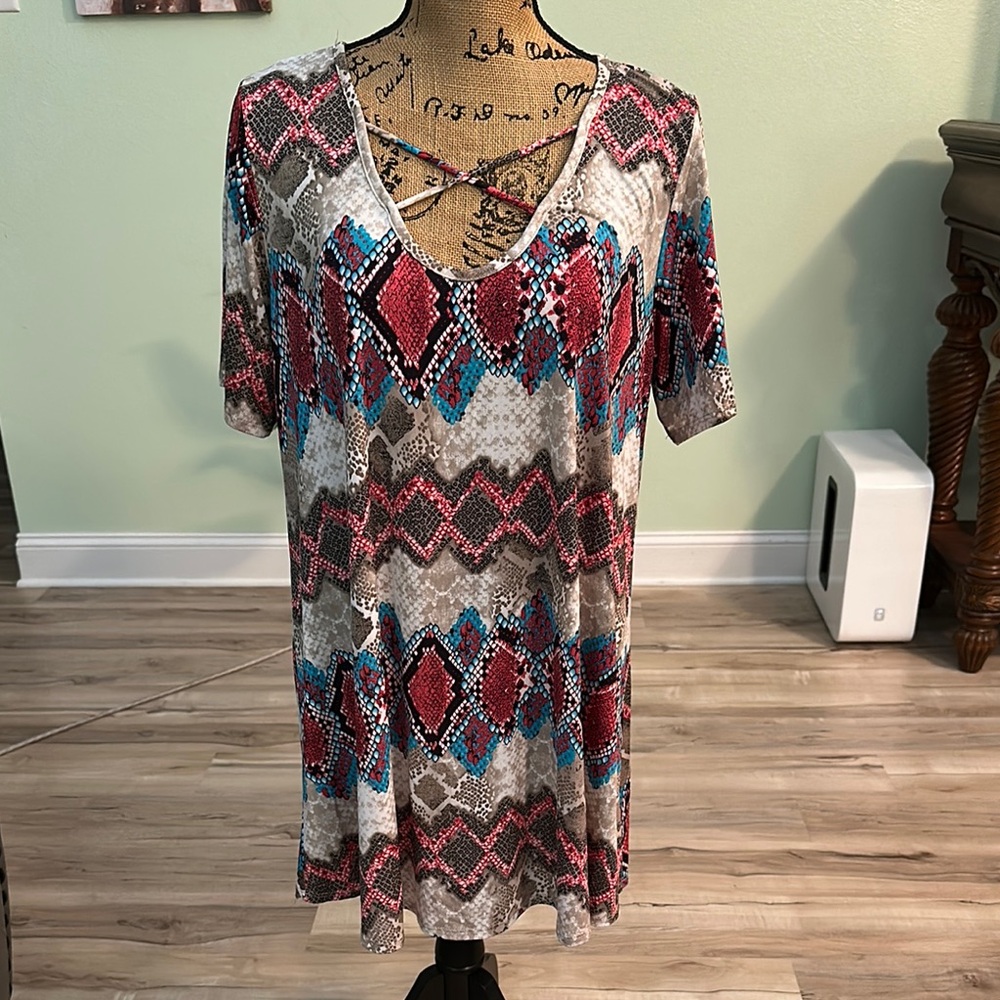 Colorful Geometric Print Dress. NWOT